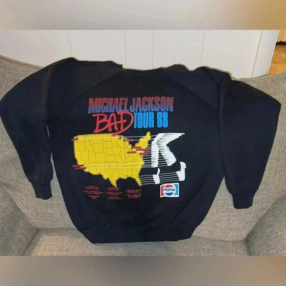 VTG 1988 Michael Jackson Bad Tour Concert Unisex LS Black Sweatshirt - Picture 3 of 16